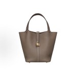 HERMES Picotin Lock 22 Gold Buckle vegetable basket Bucket Bag Handbag 22 Women\'s style 18 Etoupe Elephant Grey